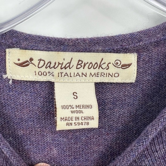David Brooks 100% Italian Merino Wool Pullover Sweater Knitted Crewneck Purple S - Picture 4 of 9